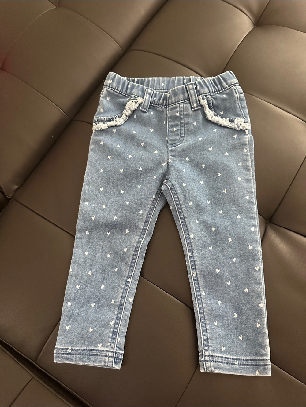 Cat & Jack Light Blue Heart Print Denim Leggings